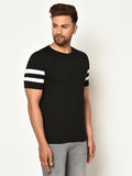 Cotton Side Stripes Half Sleeves Mens Tshirts