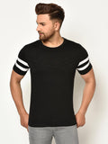 Cotton Side Stripes Half Sleeves Mens Tshirts